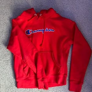 Medium vibrant red cropped champion hoodie